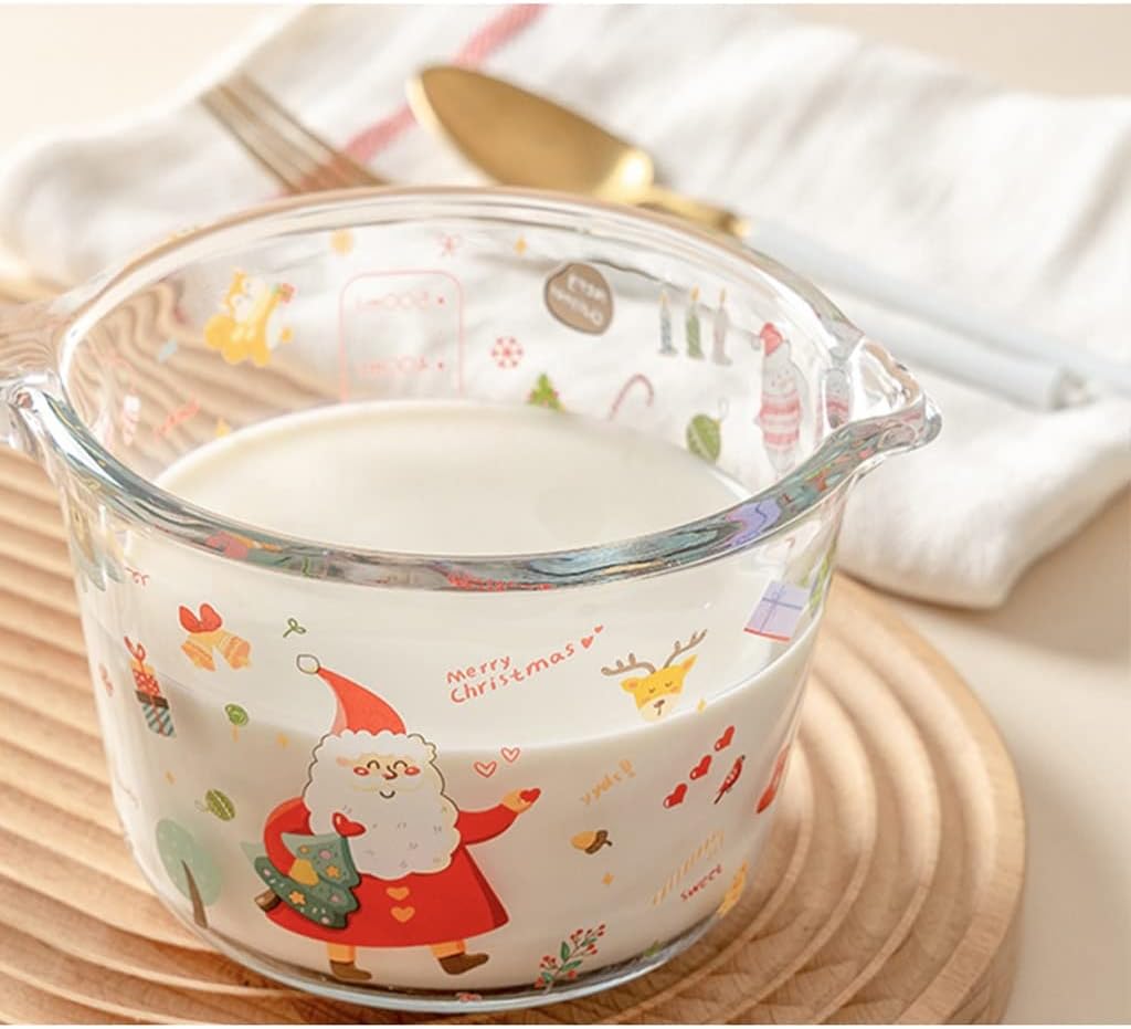 Glass Measuring Cup With Scale Milk Cup High Temperature Resistant Household Kitchen Baking Beaten Egg Cup Measuring Water Cup Cups (Color : Yellow, Size : 500ML) (Yellow 500ML)