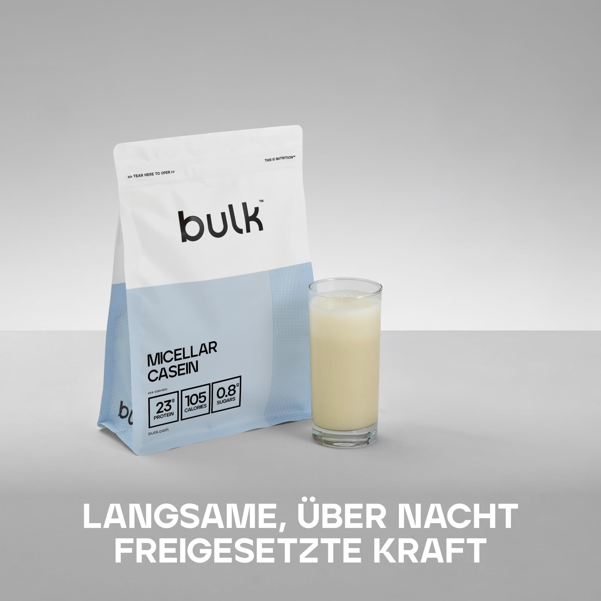 Bulk Mizellares Kasein, Casein Protein Pulver, Eiweißpulver, Geschmacksneutral, 500 g, Verpackung Kann Variieren