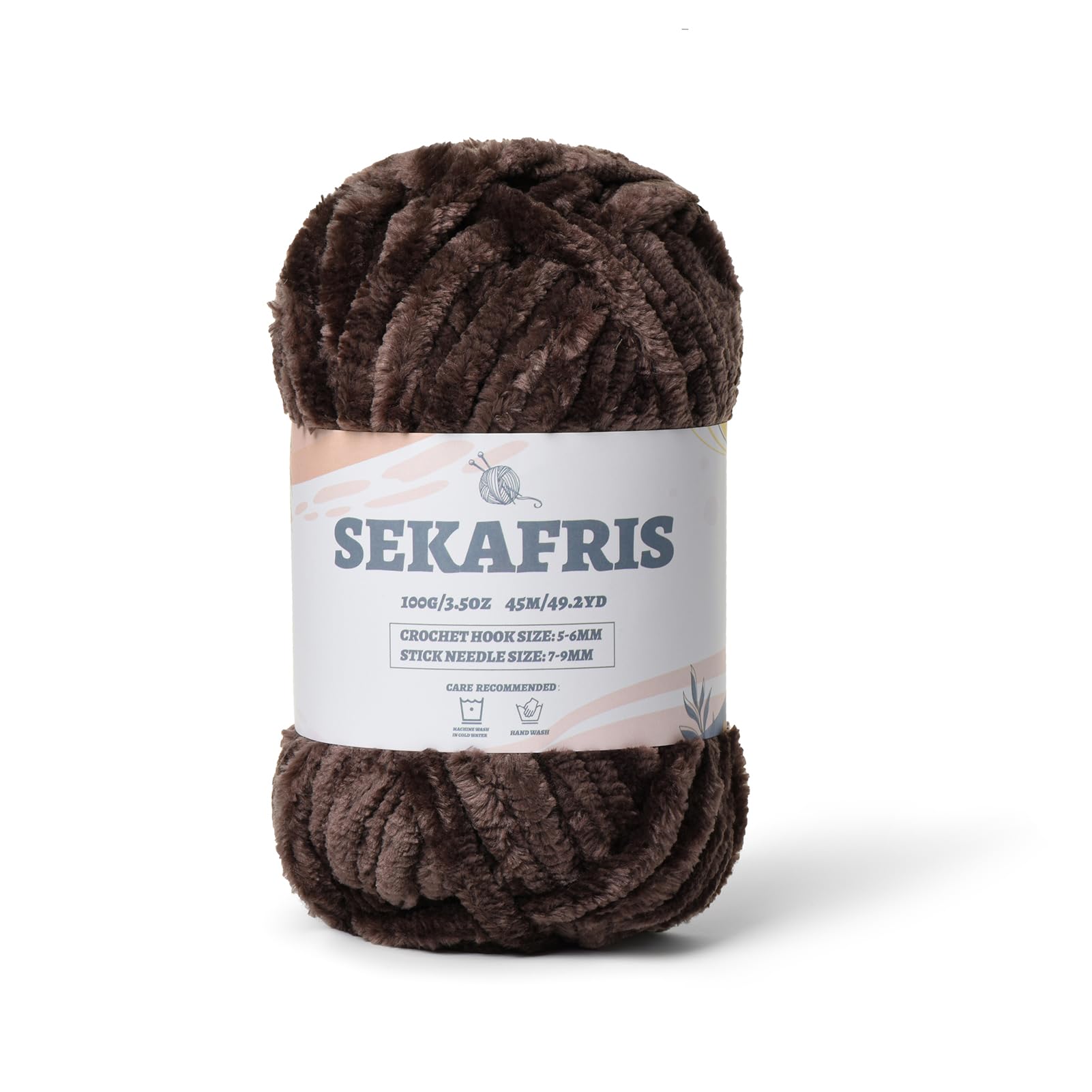 Chenille Velvet Soft Yarn Coffee 1 Pack
