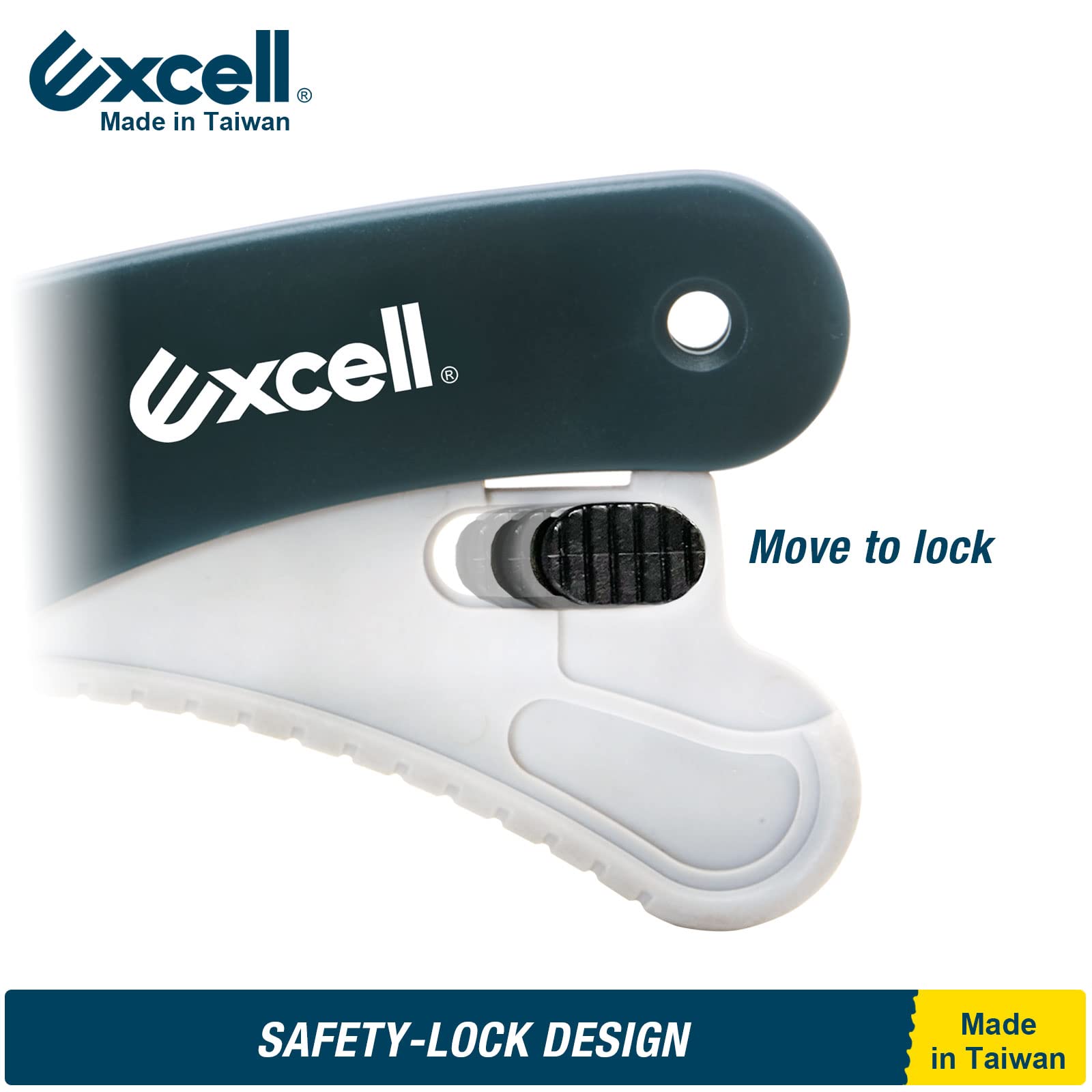 Excell Heavy Duty ACTION-9 Retractable Utility Knife with Safety Lock Design for Opening Box and Carton, Box Cutter With Extra 3pc Blades (ACTION-9)