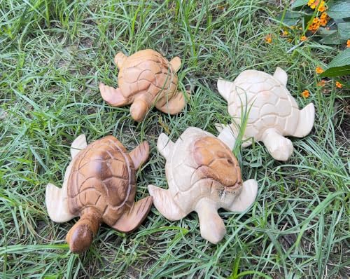 Figura de Tortuga Marina de Madera Tallada a Mano miniatura 6