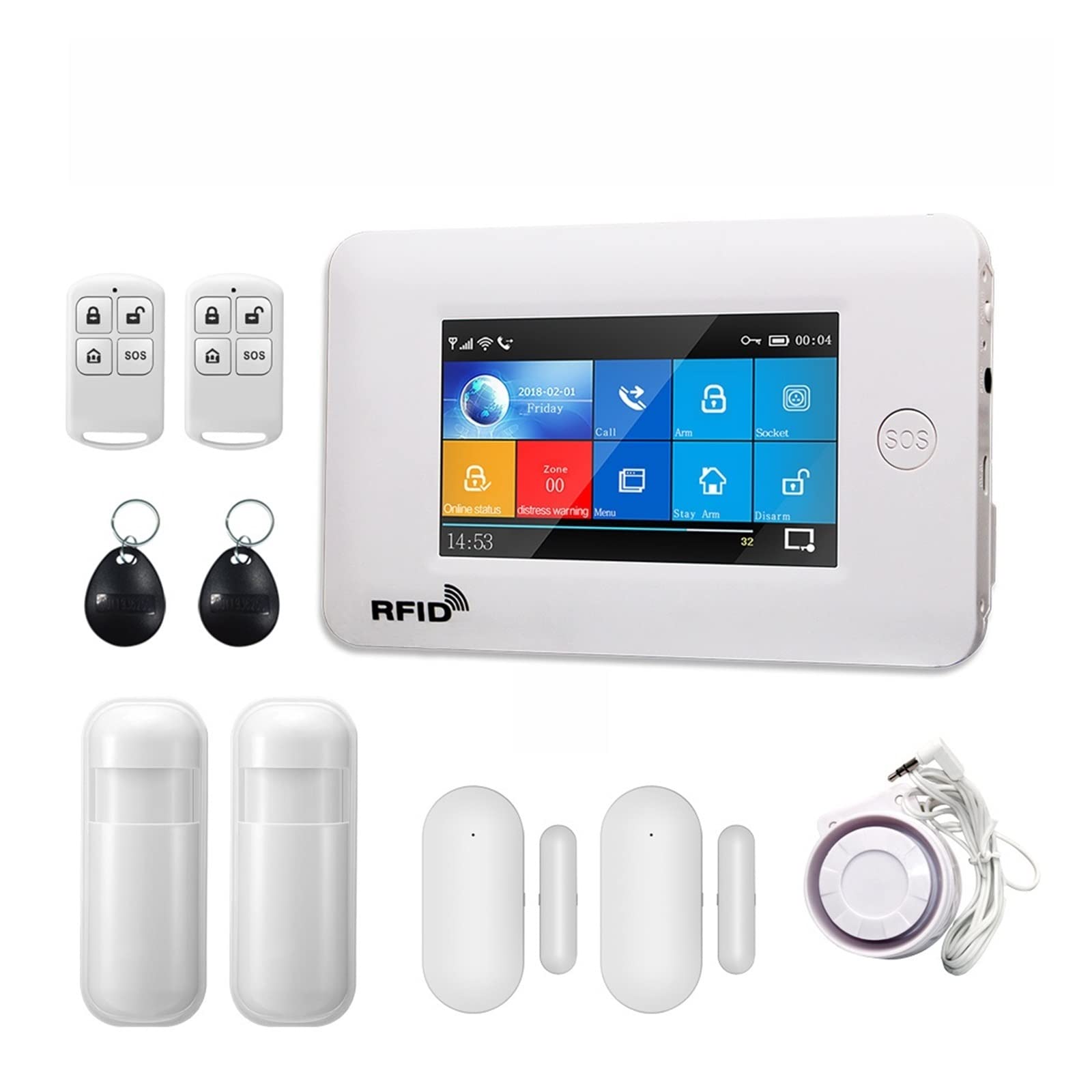CUDTAPI 433MHz All Touch Screen Wireless GSM RFID Card Burglar Alarm System Smart Home Security DIY TUYA(E..)