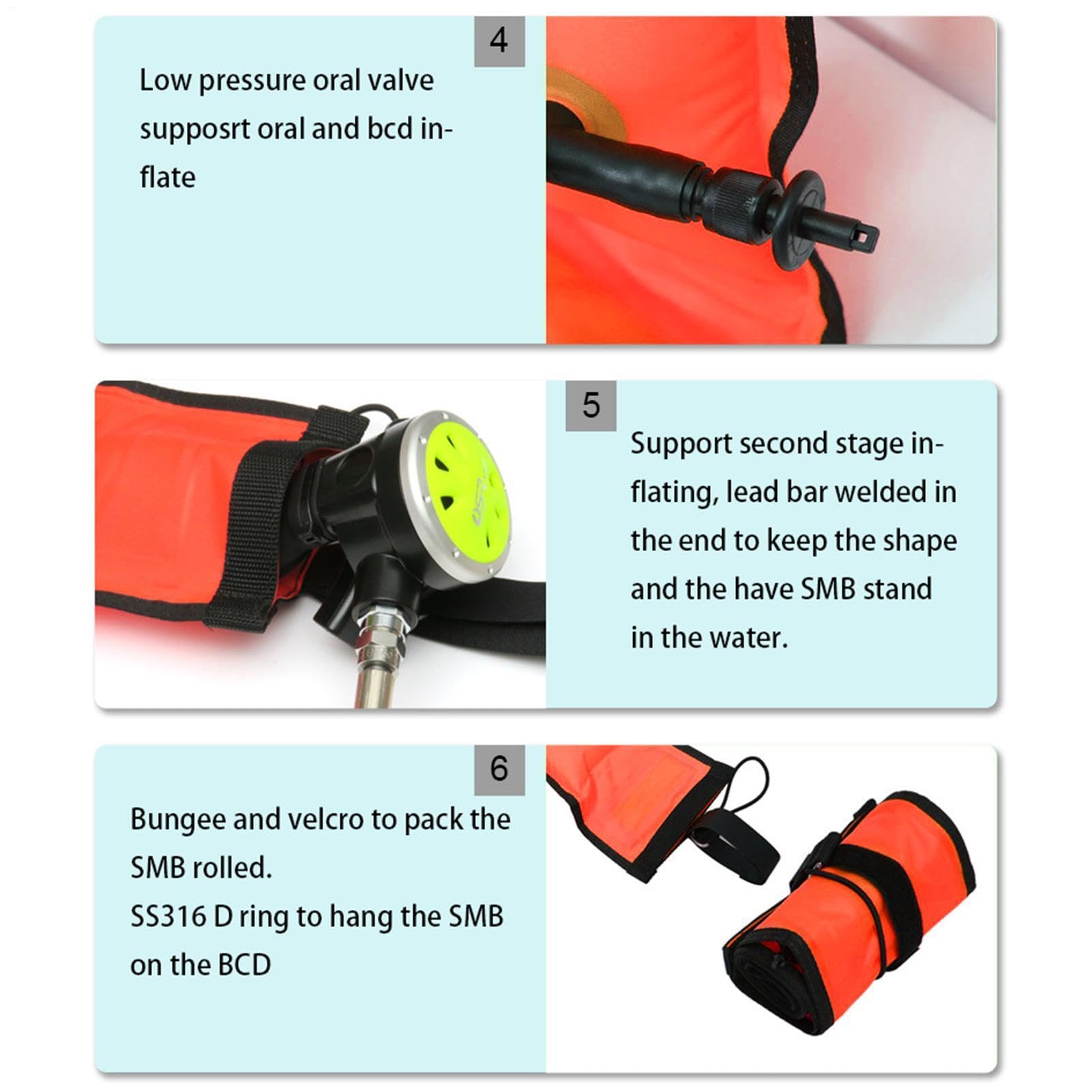 de bandera de buceo, de marcado de superficie, accesorio de buceo | equipo de seguridad | equipo, accesorios, parte reflectante, tejido de nailon 210D, autosellado, revestimiento de