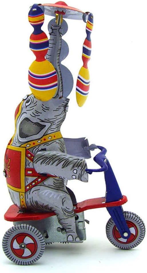 Charmgle Spring Wind-up Toy Elephant Playing Balls Game Nostalgic Theme Adult Tin Toy Novelty Gifts Halloween Party Favor Ornaments Decoration Toy