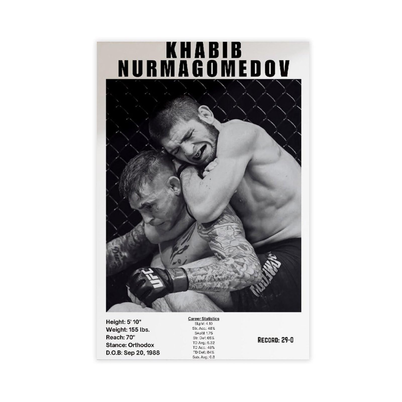 Qgvbgf Khabib Nurmagomedov Ufc Canvas Poster Bedroom Decor Landscape Office Room Decor Gift 08X12inch(20X30cm)
