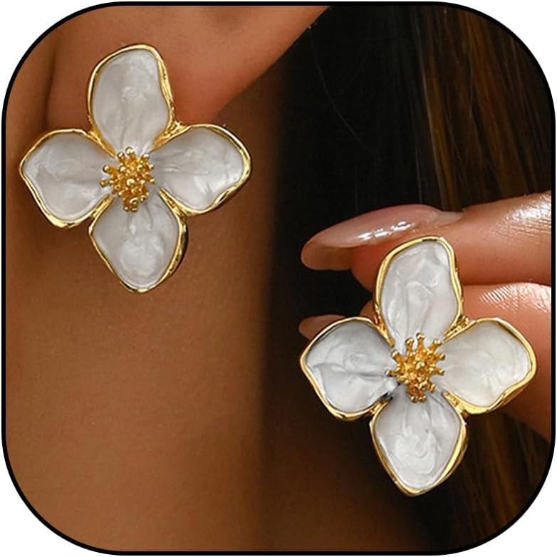 Flower Statement Earrings for Women Gold Large Blossom Design Lightweight Dangle Jewelry Everyday Elegance Party Accessories