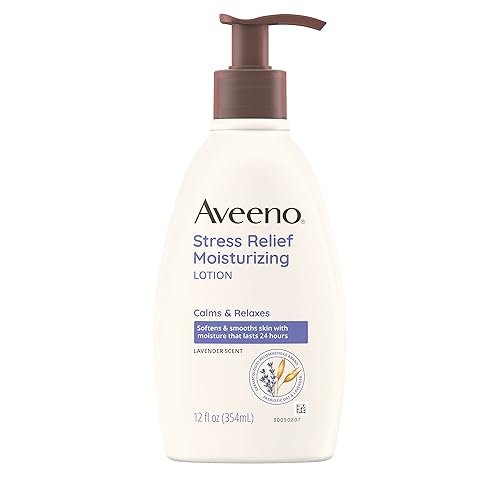 Aveeno - Loción corporal hidratante para aliviar el estrés con lavanda avena natural y aceites esenciales de manzanilla y de ylang-ylang para calmar Aveeno - Loción corporal hidratante para aliviar el estrés con lavanda avena natural y aceites esenciales de manzanilla y de ylang-ylang para calmar