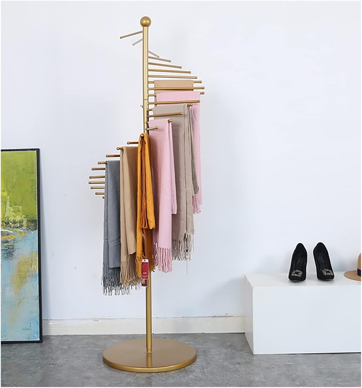 Metal Scarf Display Rack Large Capacity Scarf & Belt Holder for Clothing Stores & Home Use Space Saving Accessory Storage Solution