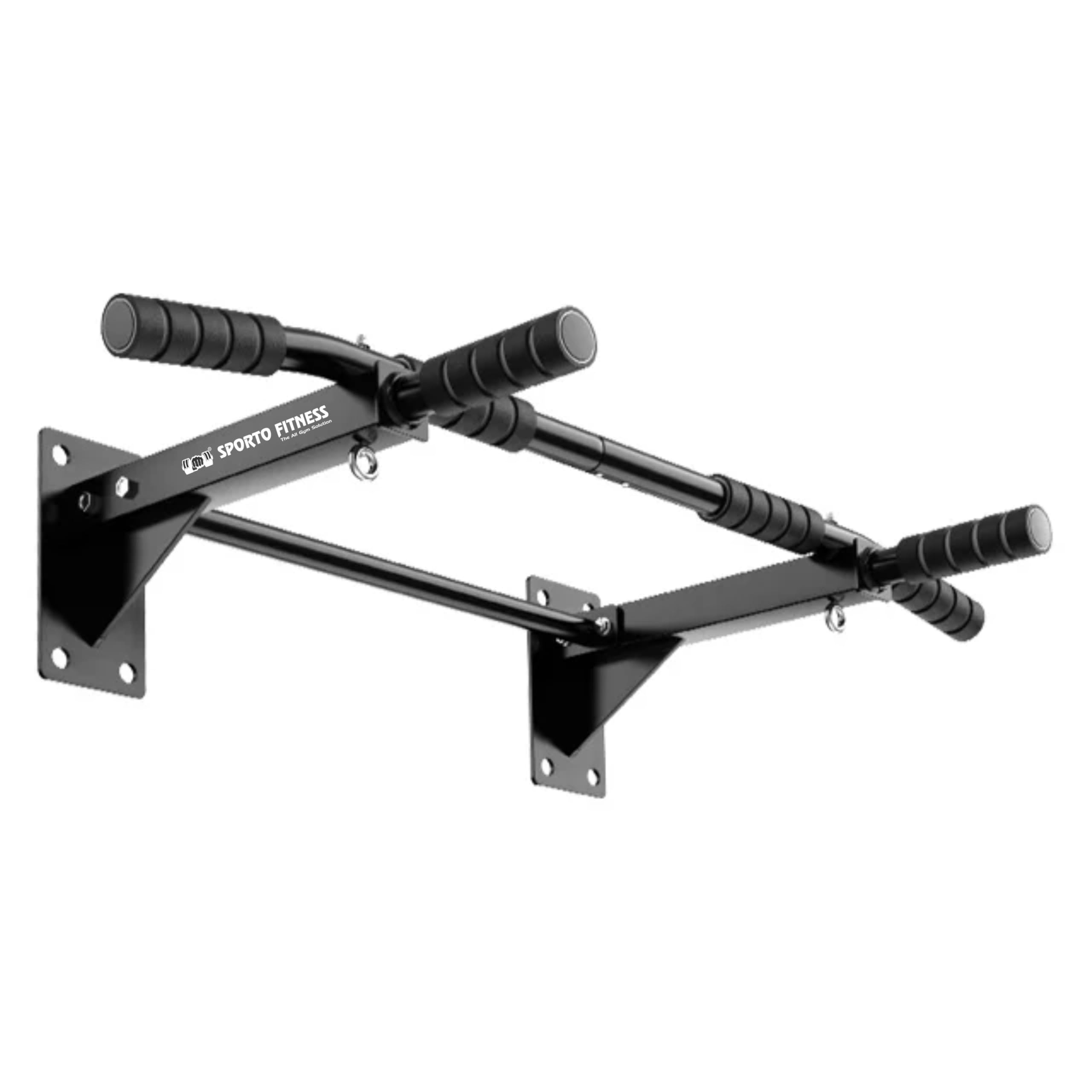 Sporto Fitness S-112 Pull Up Bar Wall Mounted Home Gym Exercise Dips Upper Body Workout Pull-up Bar (Black) (Black, Load Capacity 200 KG)