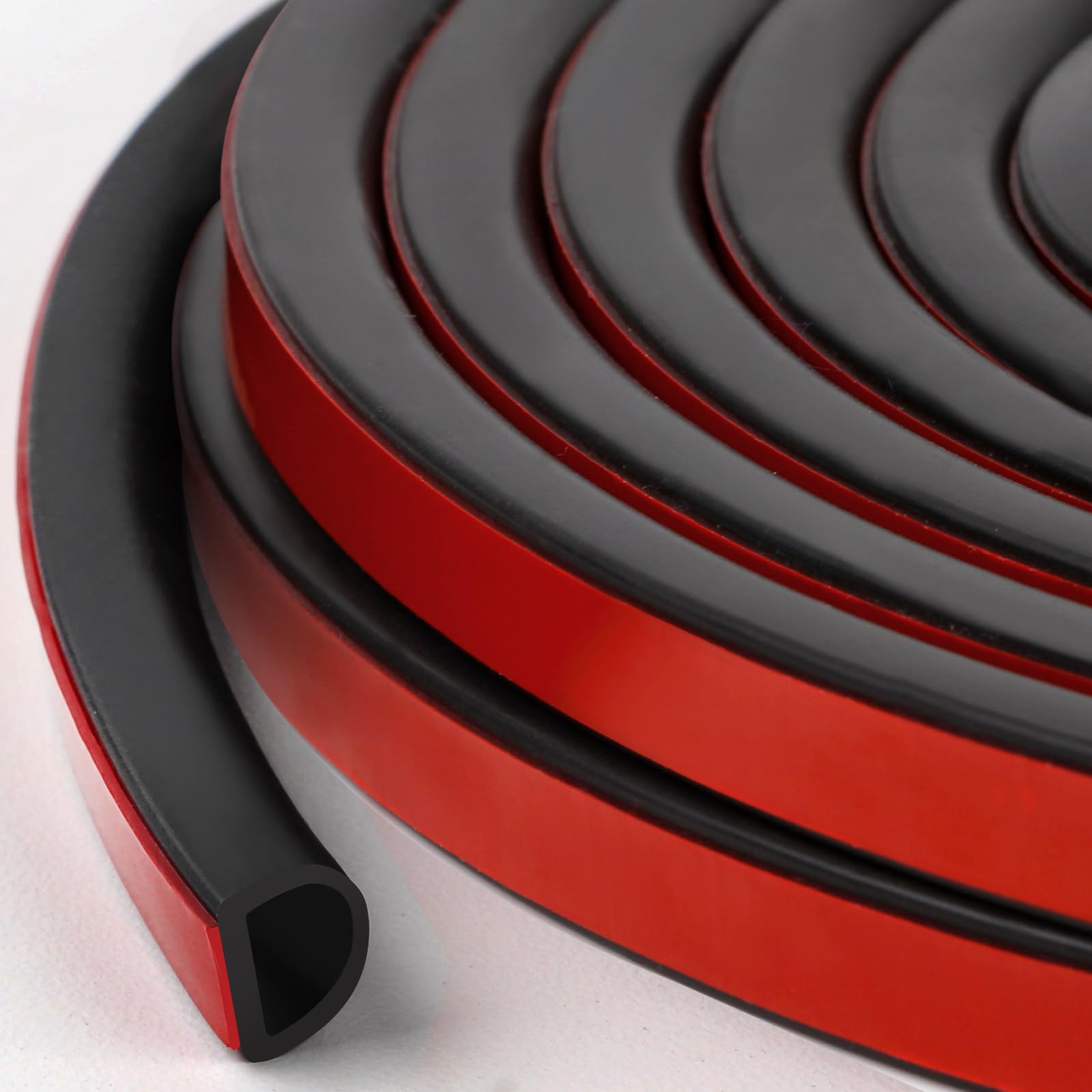 【New Upgrade】 Silicone Door Weather Stripping Door Seal Strip, 19.7 Feet Self-Adhesive D-Shape Door Insulation Strip for Door Frame& Window