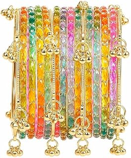 PRAPUN Light Multi Kashmiri Ghangharoo Glass Bangle Set for Women | Lightweight Bangles | Traditional Transparent Fancy Gl... Price In India