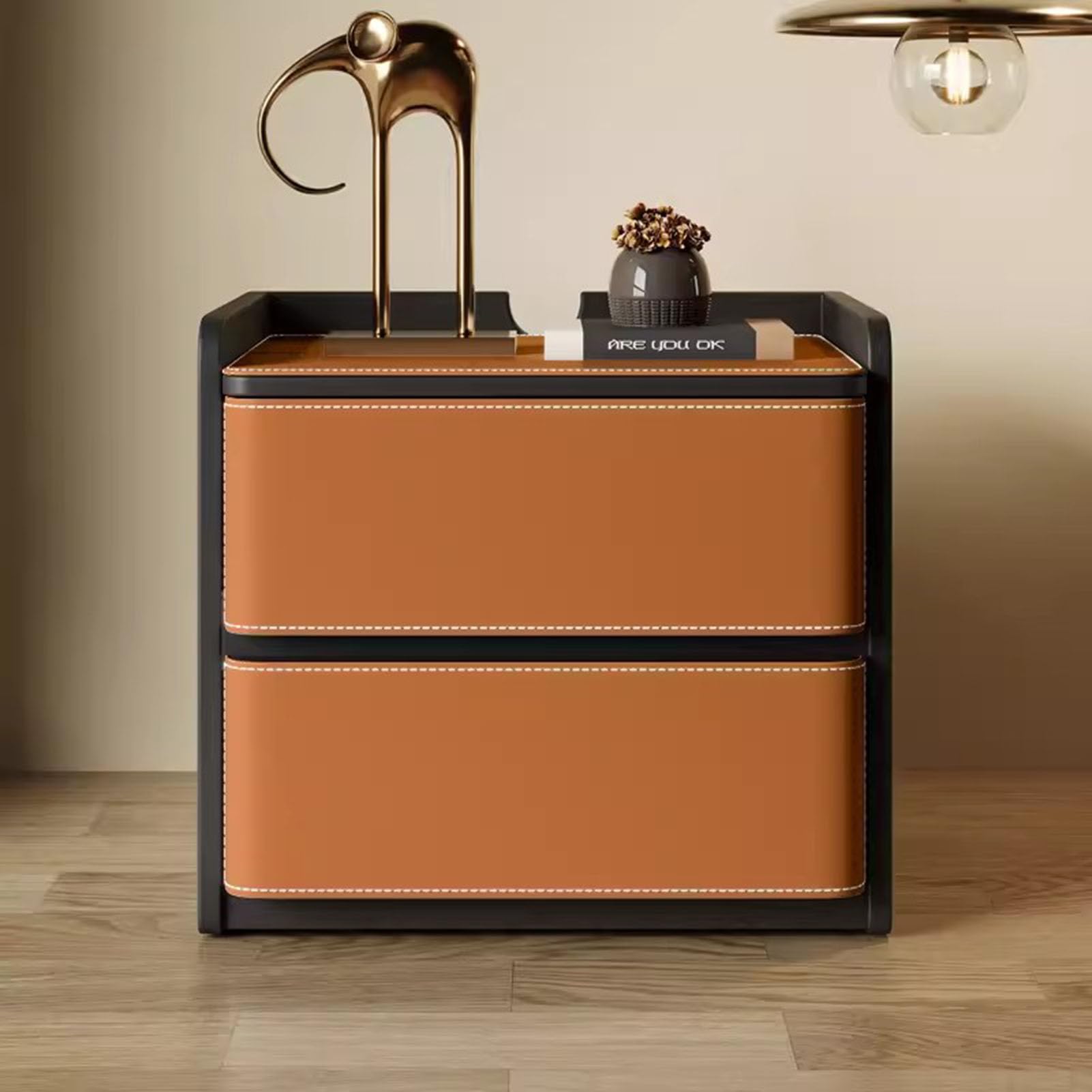 Table de Chevet en Cuir Étroite pour Gagner de l'Espace de Nuit
