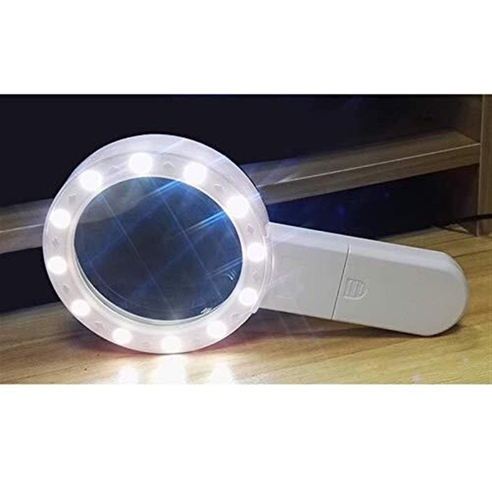 Extra große Handlupe mit 12 LEDs und Beleuchtung, 30-fache Vergrößerung, große, verzerrungsfreie Leuchtlupe mit Glaslinse zum Lesen
