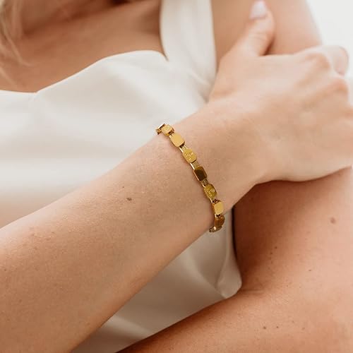 Miniatura 3 de Pulsera delicada de oro para mujer, chapada en oro de 18 quilates, pulsera de cadena de serpiente en espiga para mujer, Acero inoxidable chapado en