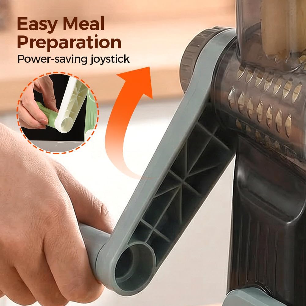 2026 NEW Rotary Cheese Grater with Handle, 3-in-1 Manual Vegetable Slicer Cheese Shredder, Round Mandoline Slicer & Food Chopper with Suction Base for Cheese, Nuts, Potatoes & Salads (Green)