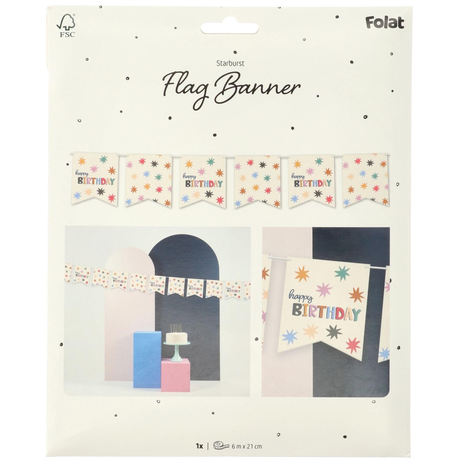 Folat 26874 Décoration Blanche Avec étoiles Colorées-Sifflets