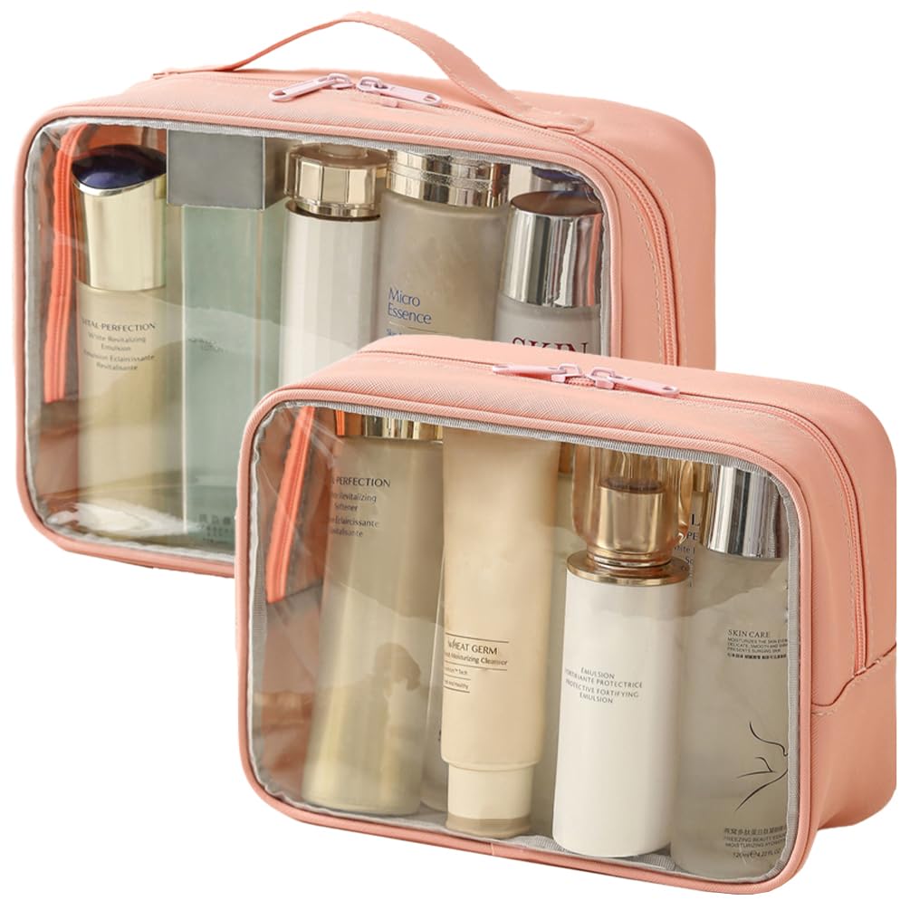 kamumanni Clear Toiletry Bag, Large Clear Toiletry Bag with Handle, See Through Toiletry Pouch Organizer with Zippers, Clear Carry on Toiletry Bags,