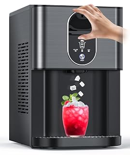 Nugget Ice Makers Countertop, Pebble Ice Maker Machine with Dispenser 44lbs/24H, Soft Chewable Pellet Ice Machine, 3.3lbs Ice Storage, Self-Cleaning Ice Maker for Home/Kitchen/Party/Office, Black - Amazon product rated Grade A