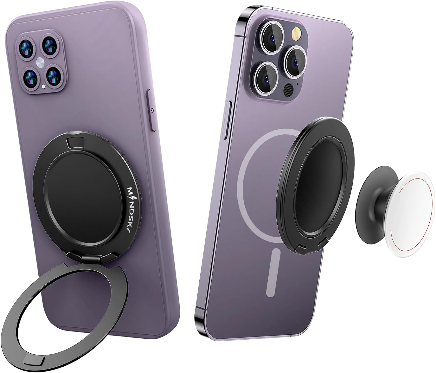 Magnetic Phone Ring Holder for Mag-Safe,Compatible iPhone 16 Pro Max 15/14/13/12 Series,Android(Comes with 1 Magnetic Ring) Adapt to pop-Socket?Black?