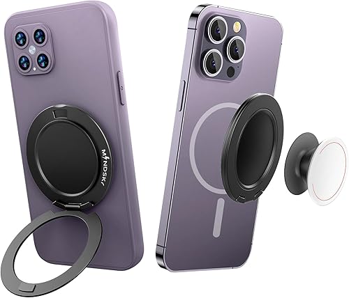 MINDSKY Soporte magnético de doble cara para teléfono celular, soporte de agarre compatible con fundas Magsafe Series iPhone 12, 13, 14, 15 (imán