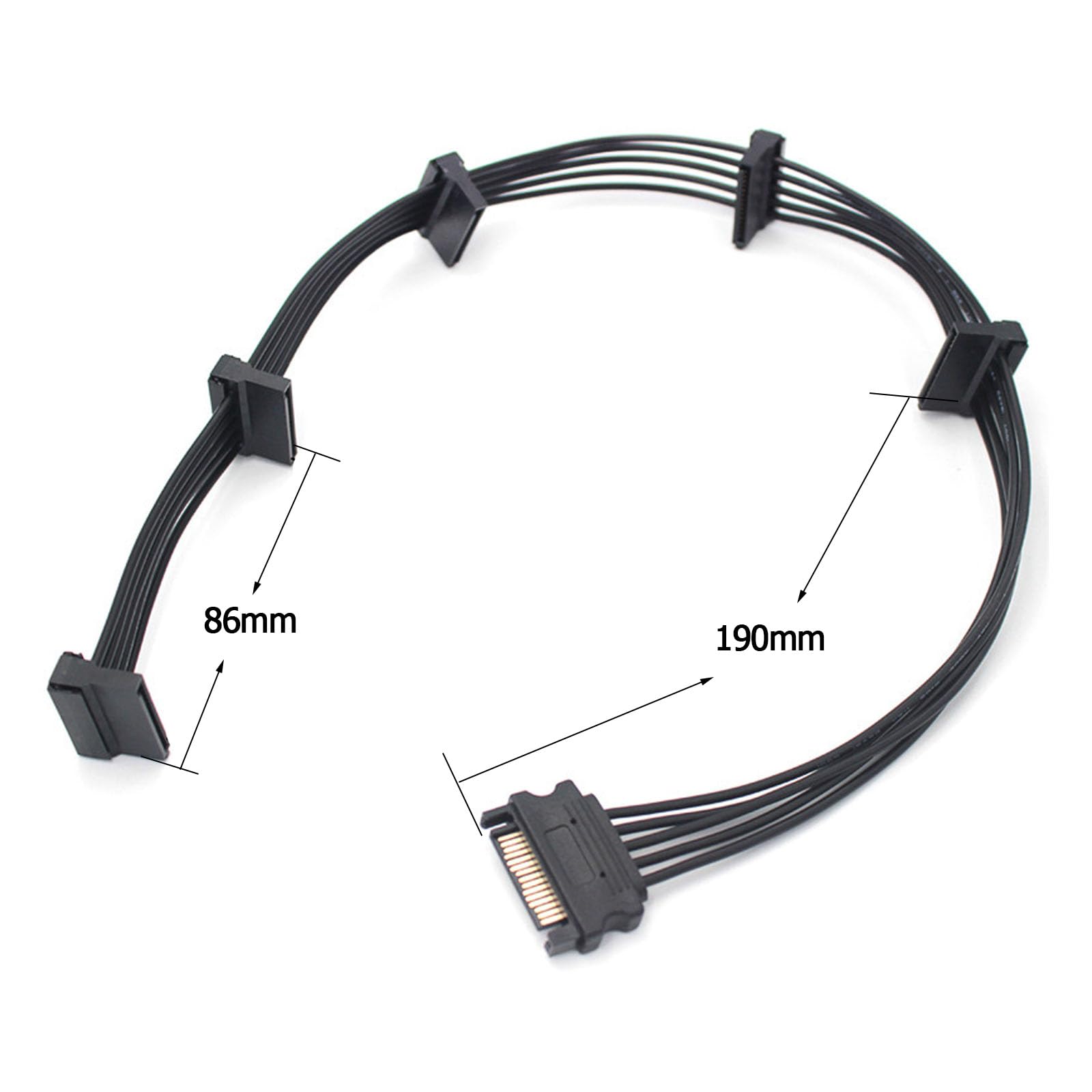 GERUI Dysk twardy 15PIN kabel SATA, męski 15-pinowy SATA do żeński 5 SATA kabel szeregowy rozdzielacz do HDD, SSD, napędów optycznych, kabel Sata (1)