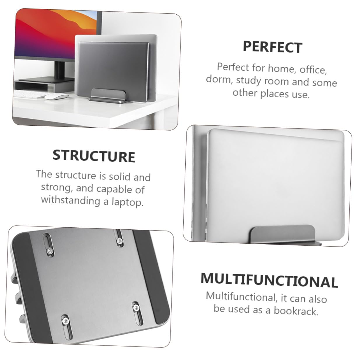 Toddmomy Soporte Vertical Doble para Portátil y Tableta Fabricado Aleación de Aluminio para Uso Escritorio o Oficina