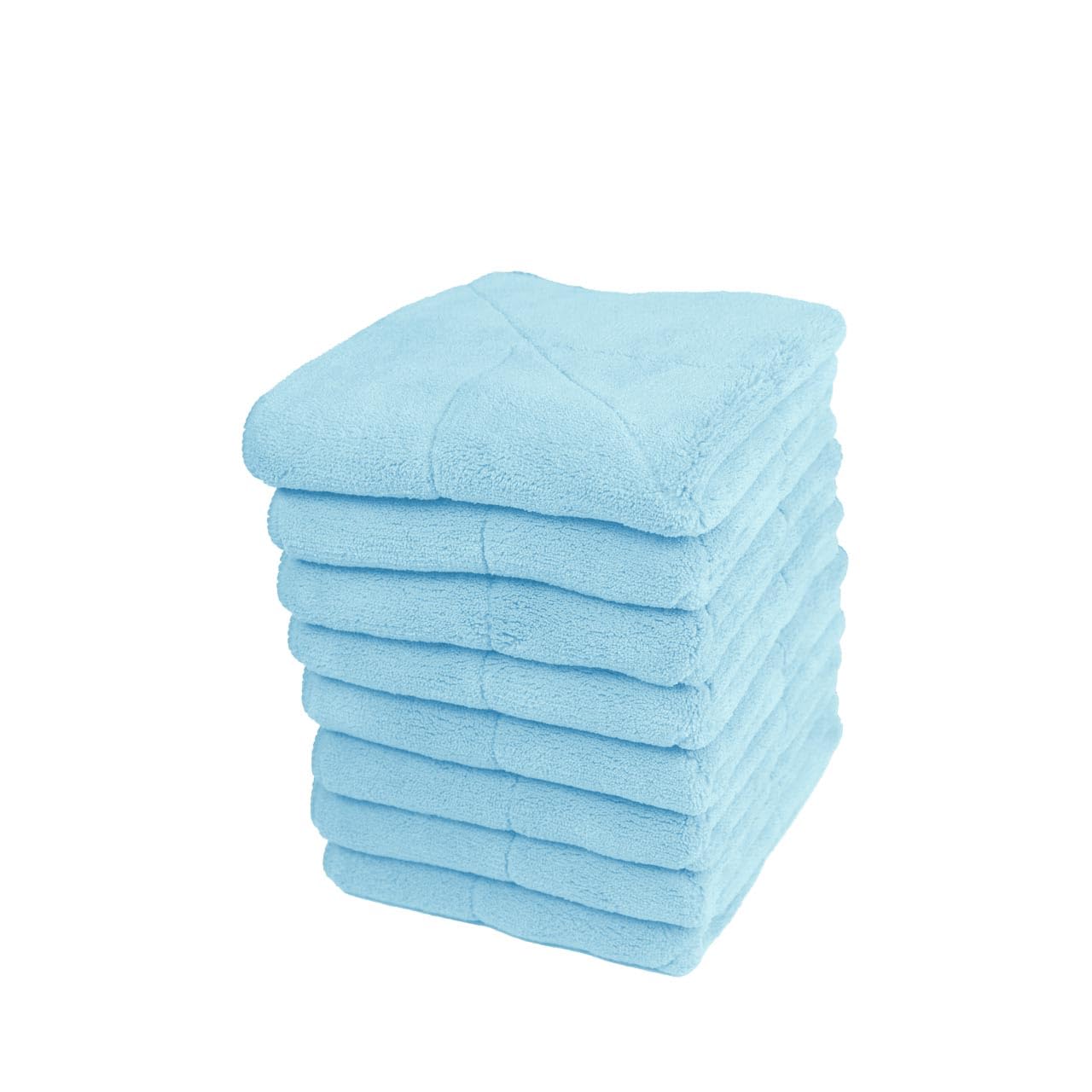 unicopuro® Soft Touch Microfasertuch 30 × 30 cm blau 8er Set – 300 ml Flüssigkeitsaufnahme – offene Faser ohne Schlaufen – ultraweiches, hochfloriges Reinigungstuch, 60 °C waschbar