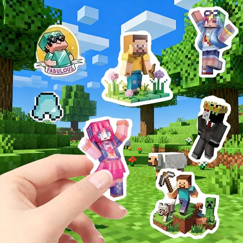 100 PCS MC Game-Themed Sticker Set Pixel Art Decorative Stickers for Notebooks & Diaries