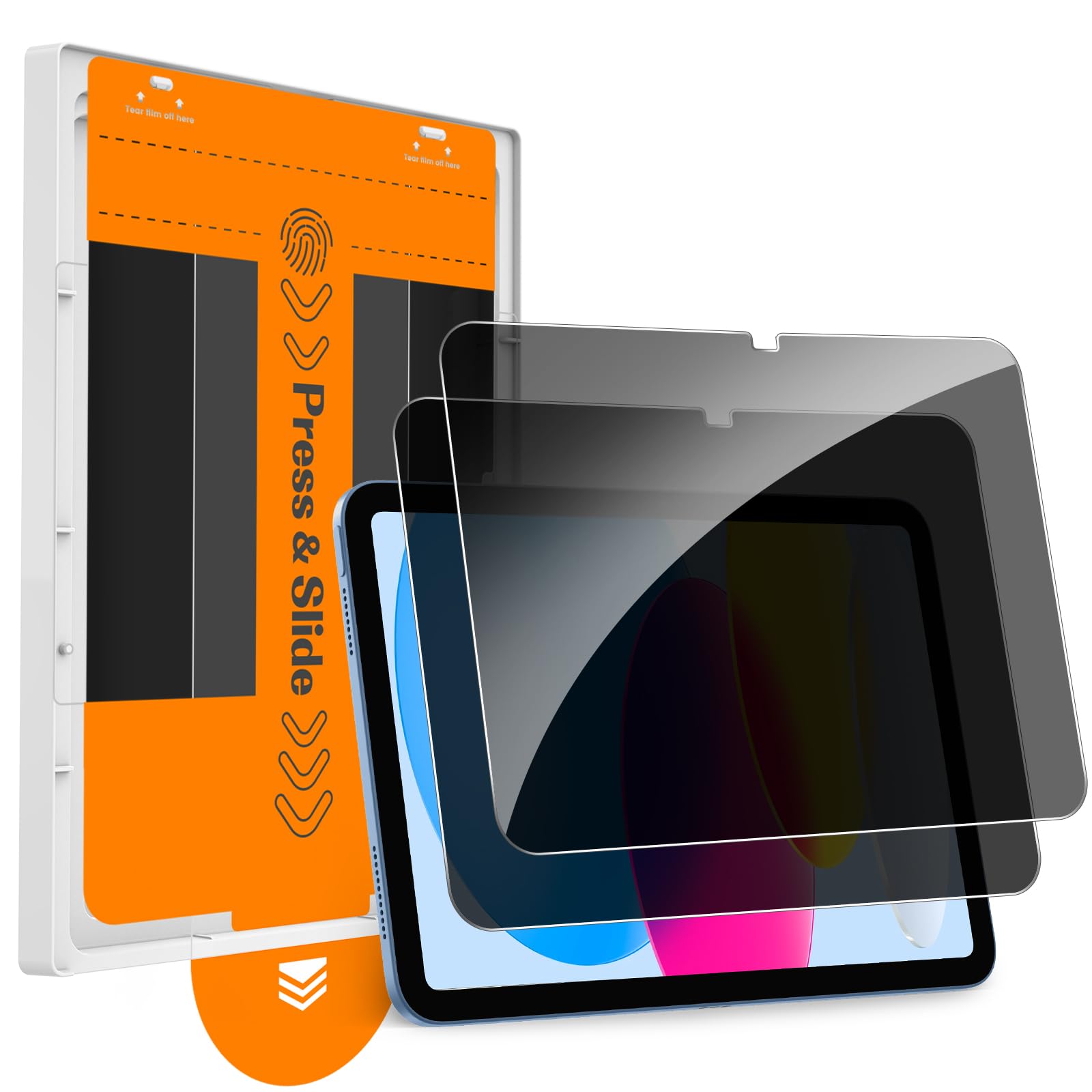 SPARIN 2 Stück Sichtschutz für iPad 11. Generation (A16, 2025) und iPad 10. Generation (2022) Panzer Schutz Glas, Anti-Spy Schutzfolie, Auto-Installation, Präzise Ausrichtung, 9H Härte Displayschutz