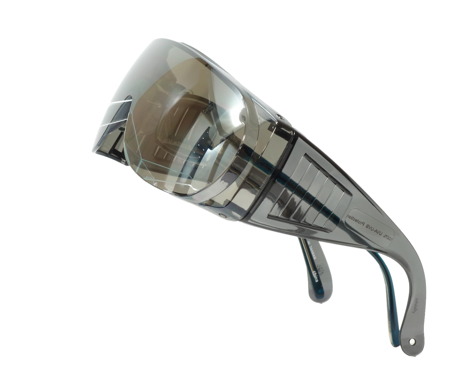 Calabria 1003 Szerokie dopasowane okulary ochronne UV w Silver Mirror by Calabria