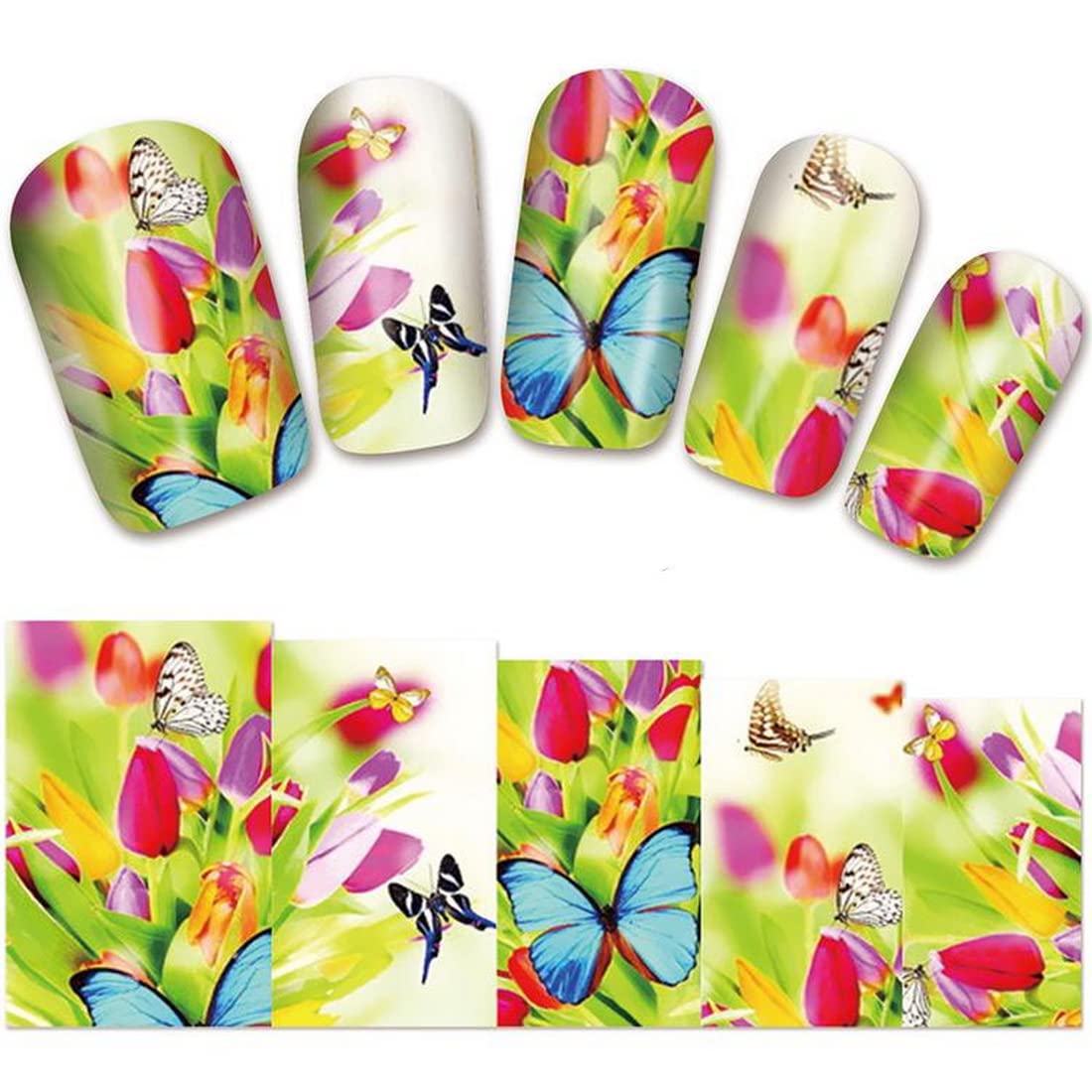 SENECIO� Butterflies Floral YZW-1380 Nail Art Manicure Decal Water Transfer Sticker Sheet-image-17