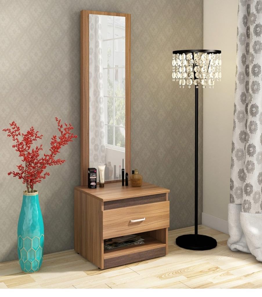 CASPIAN Furniture Engineered Wooden Classical Streak Brown Colour Dressing Table with Mirror, 1 Shelve & 1 Drawer || Dressing Table || Makeup Table || Bedroom Organizer-image-49