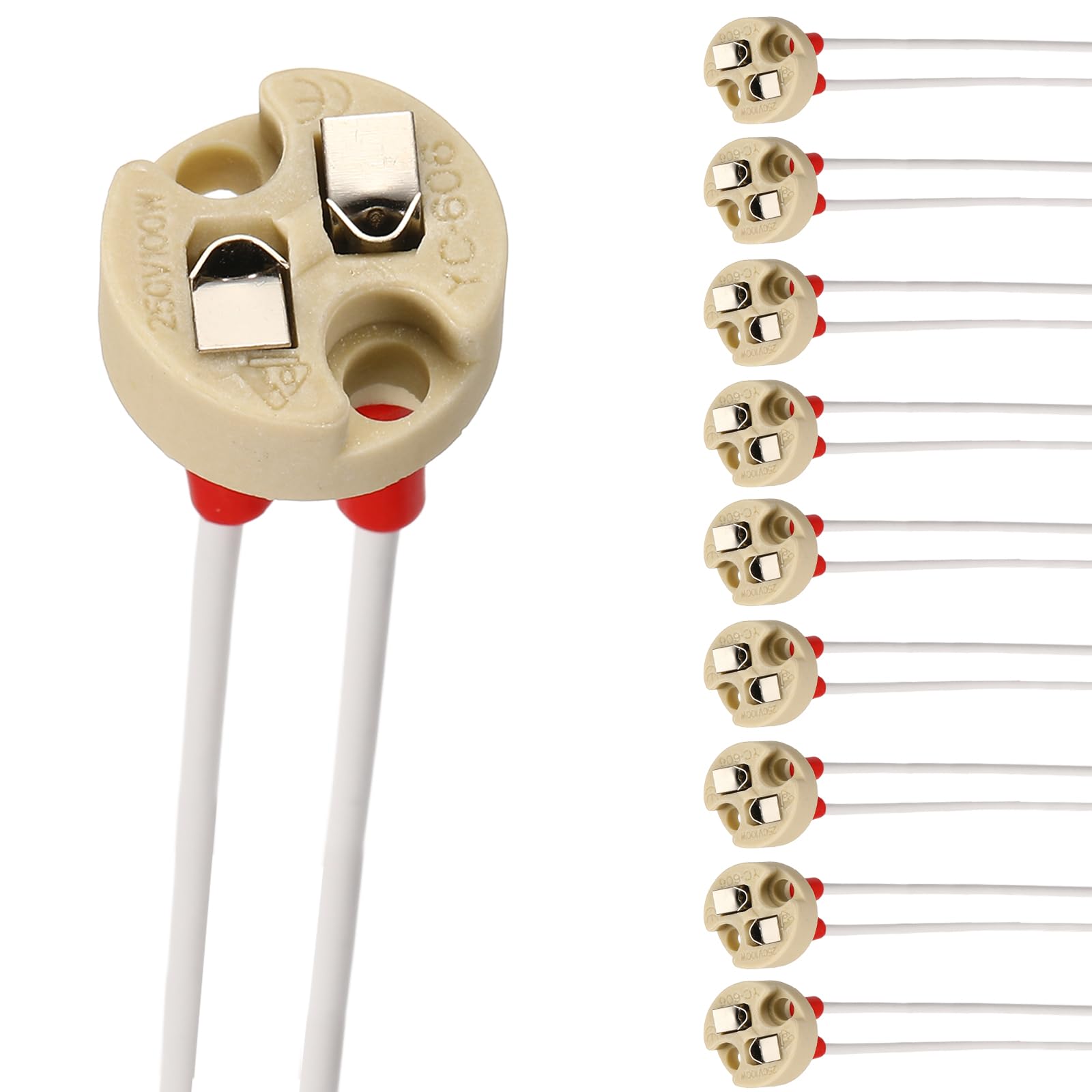 VIAPUICE G4 Bi-Pin Ceramic Lamp Socket 6" Heat Resistant 10 Pcs