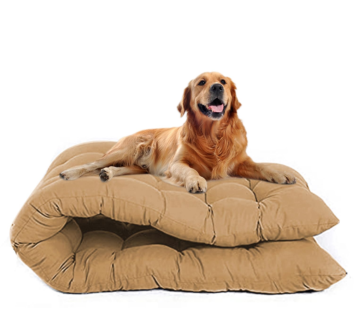 Waigg Kii Extra Large Dog Bed Mattress,Washable Calming Pet Crate Bed Mat Durable,Anti Anxiety Large Dog Beds Mattress for Pet Large Dogs (Beige,150x55CM)