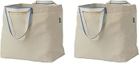 I-K-E-A Foldable SPIKRAK Shopping Bags, Reusable Grocery Tote Bag Lightweight Strong & Durable Cotton Natural 13 Gallon, Large 2 Pack, Medium
