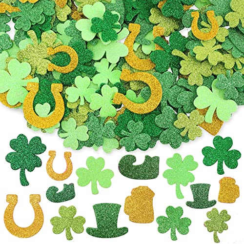 Whaline St Patrick’s Day Foam Stickers Clover Shamrock Shoes Hat Beer U Self Adhesive Stickers Glitter Green Gold Stickers for St Patrick’s Day Party DIY Craft Decorations (210Pcs)