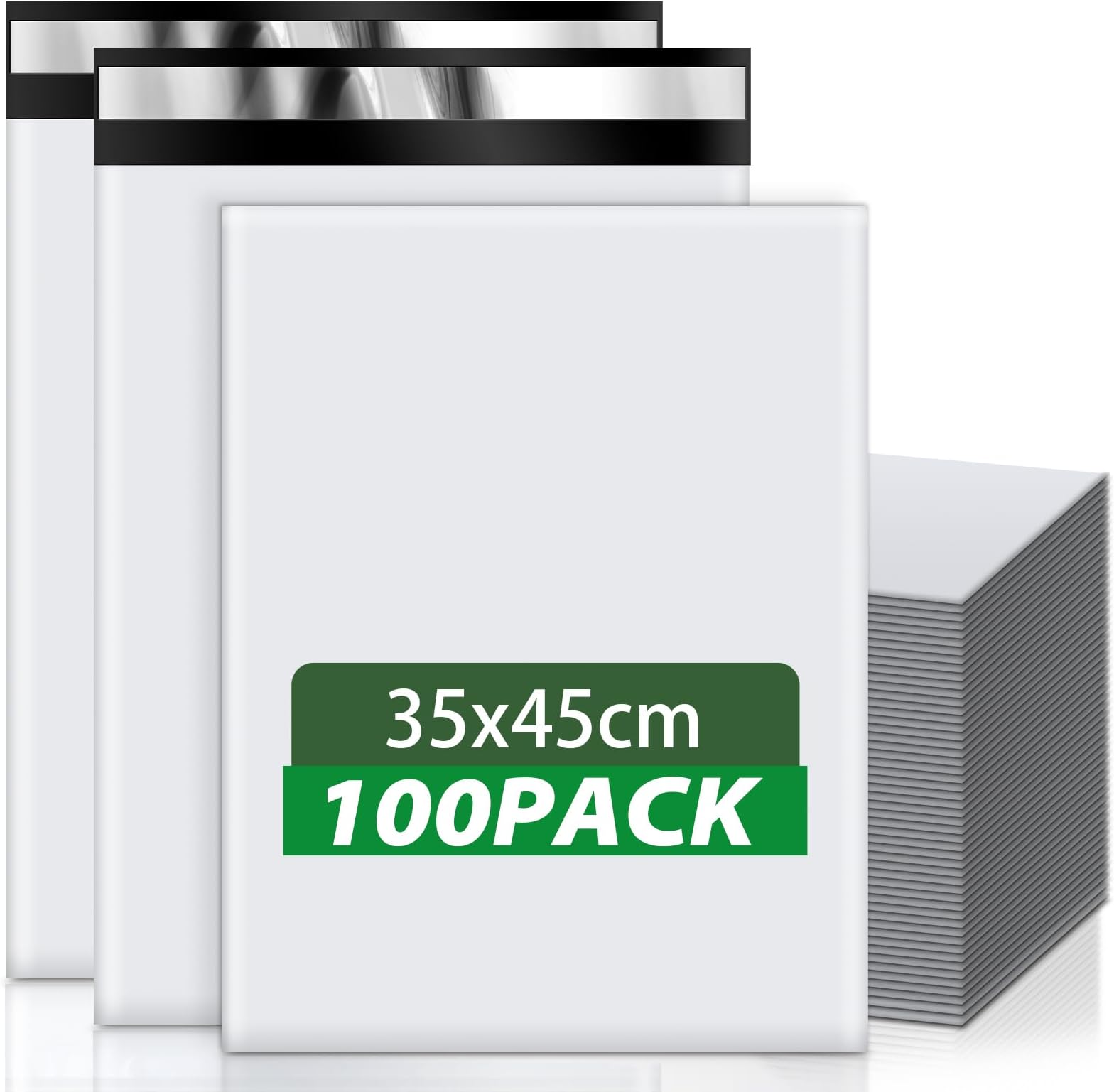 Pack of 100 Plastic Polystyrene Plastic Packaging Bags with Self Sealing Adhesive Strip, 35 x 45 cm