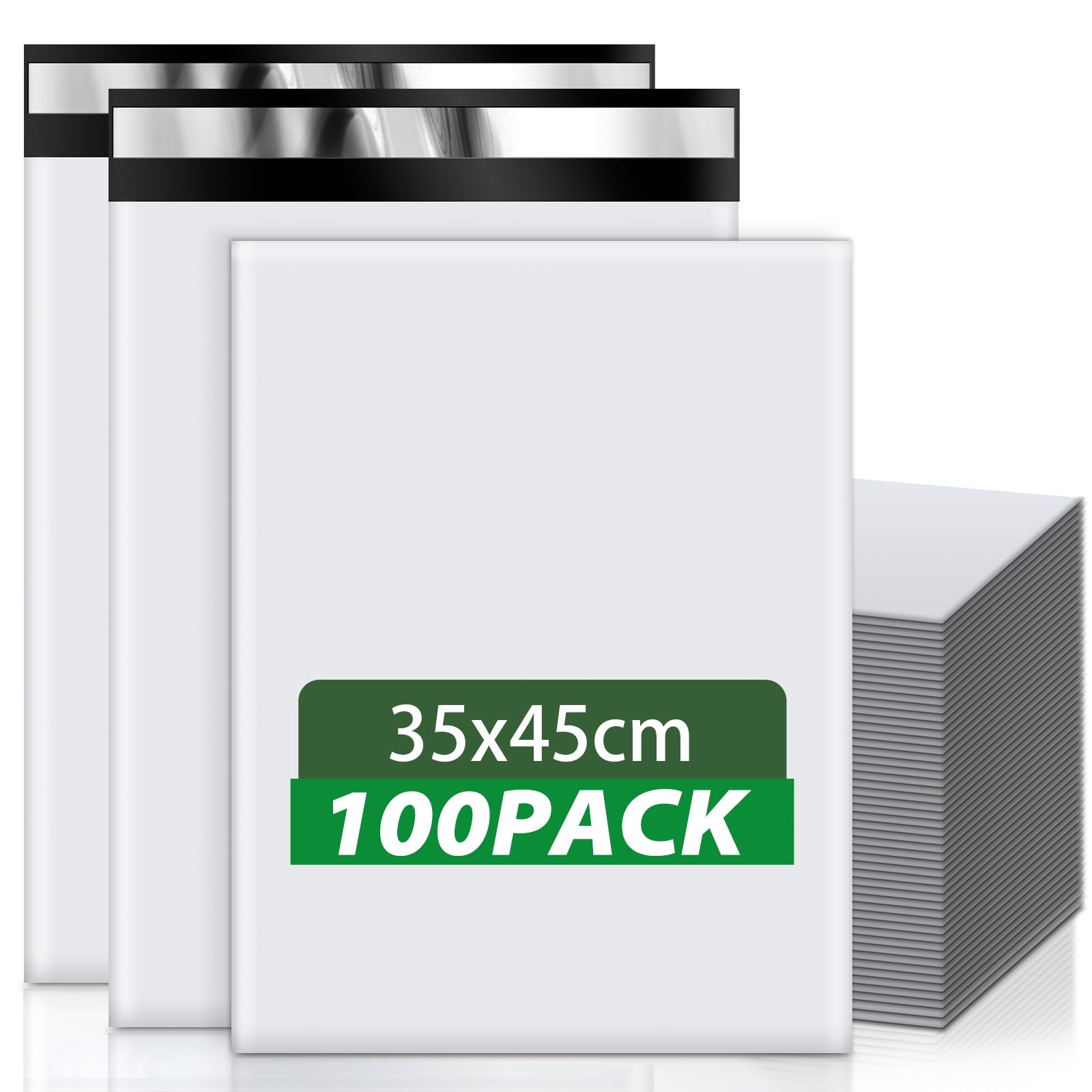 Pack of 100 Plastic Polystyrene Plastic Packaging Bags with Self Sealing Adhesive Strip, 35 x 45 cm