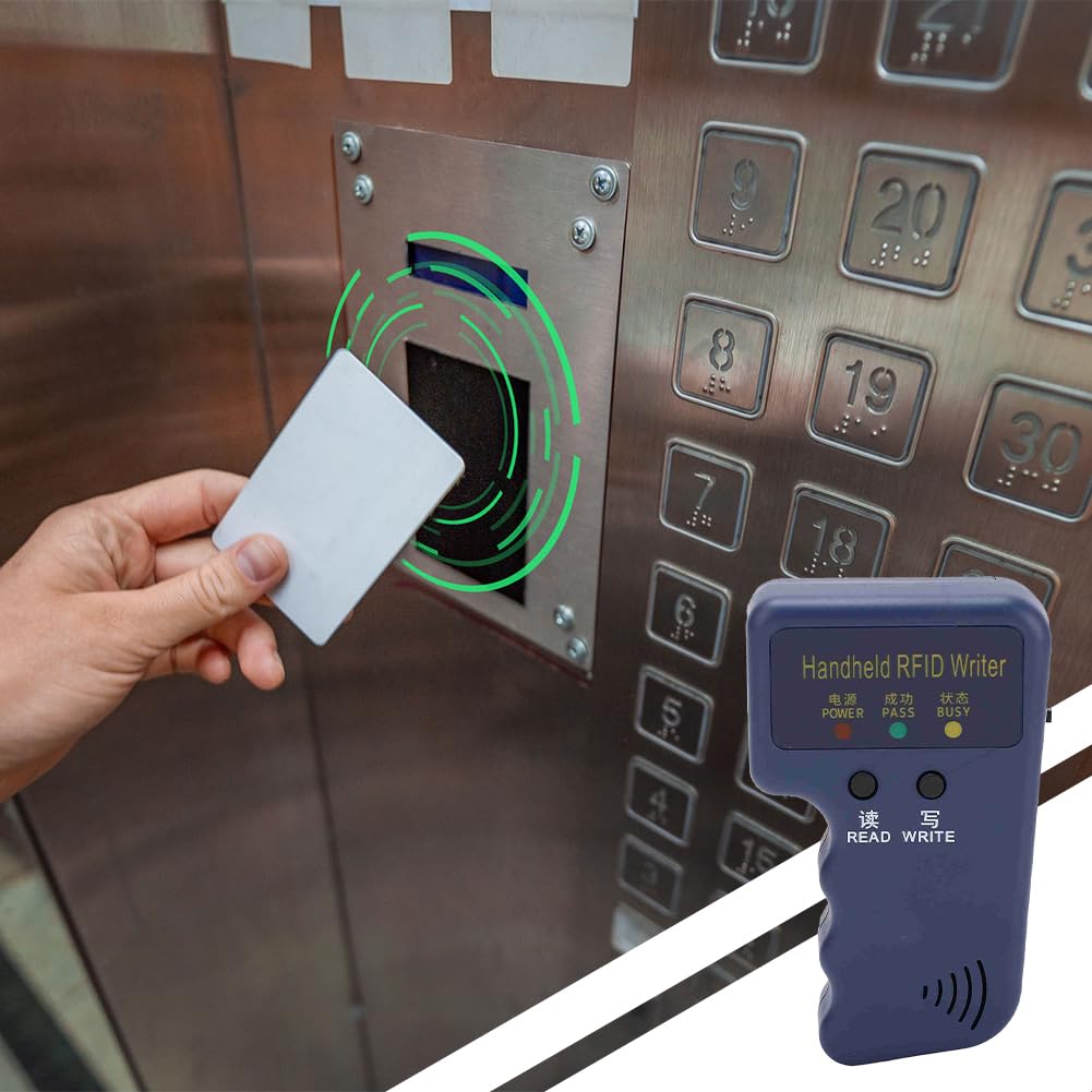 Copieur RFID, Copieurs Lecteur Portable UID Réinscriptible Key Fob avec 6 étiquettes RFID Inscriptible Cartes Puce Kit Sauvegarde Support Carte Lecture pour L'école Bureau Domicile Sécurité