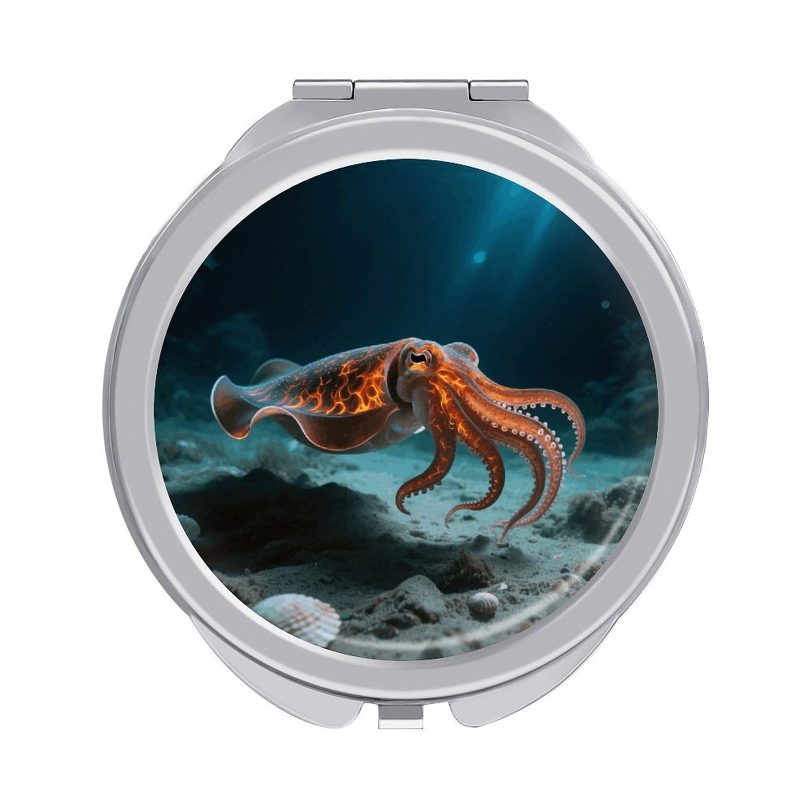 VstaDank Walking Flamboyant Cuttlefish Makeup Mirror Beautiful Compact Makeup Mirror Silver Mirrors Surface Folding Makeups Lightweight Travel Makeups Mirrors for Suitable Handbag and Purses
