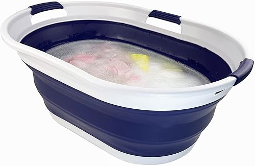 Miniatura 6 de SAMMART Cesta de plástico plegable para ropa sucia de 44 litros (11.6 galones) - Contenedororganizador plegable - Tina de lavado portátil -