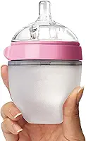 Mamadeira de silicone boca larga para bebês recém-nascidos anti-flatulência design que imita a amamentação fácil limpar válvulas anti-colica duplas grau médico Segura micro-ondas e esterilizador