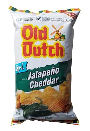 Old Dutch Rip-L Potato Chips Jalapeno Cheddar 235g/8.2 oz. Imported from Canada