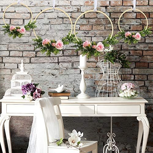 Sntieecr 12 Pack 2 Sizes Wooden Bamboo Floral Hoop Wreath Macrame Craft Hoop Rings for DIY Wedding Wreath Decor, Dream Catcher and Wall Hanging Crafts (15cm & 20cm)