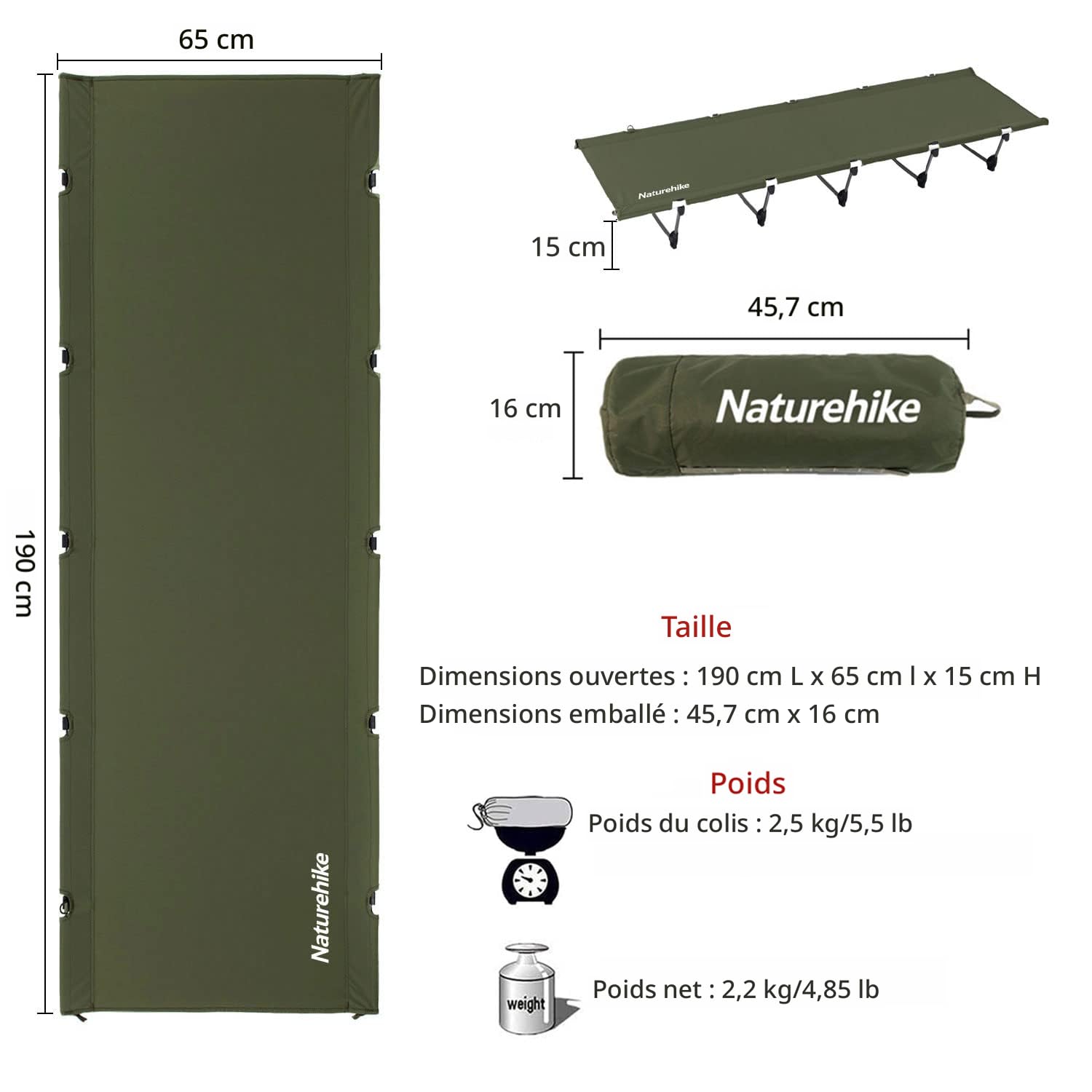 Matelas de couchage gonflable ultraléger pour le camping, 78''X28