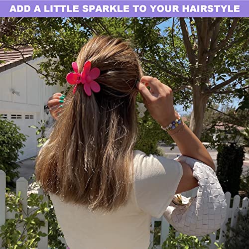 Hair Claw Clips,Cookmaster 15Pcs Flower Hair Clips – Big Cute Claw Clips For Women Thick Hair, Large Hair Clips Strong Hold For Women Thin Hair (20 Colorful Hair Ties) #TOP5