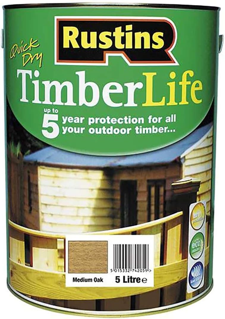 Rustins TLMO5000 Timberlife Medium Oak, Brown, 5l