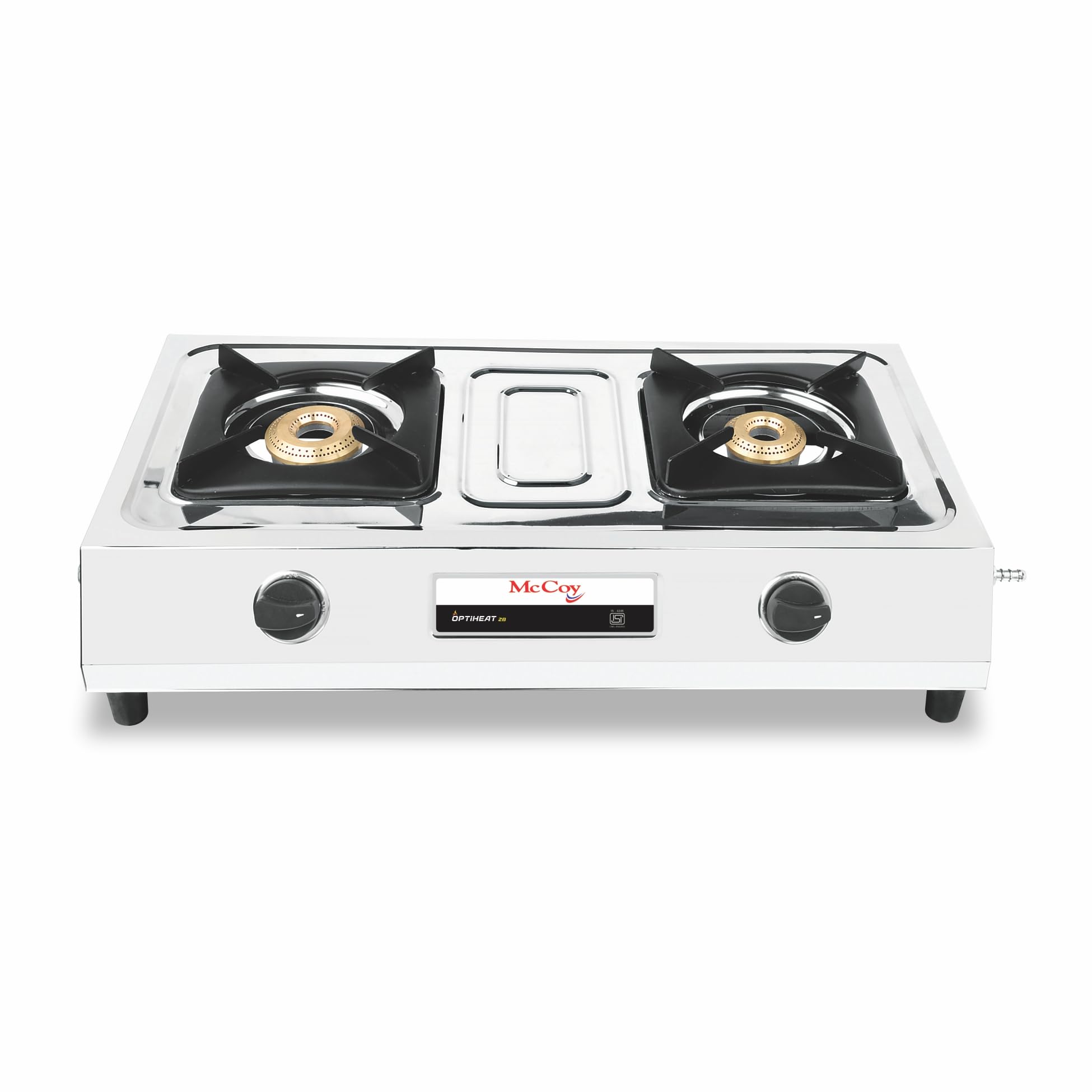 OptiHeat 2B | 2 Burner Stainless Steel Gas Stove | Manual Ignition | Brass Burners | Skid-proof Legs | 2 Years Warranty