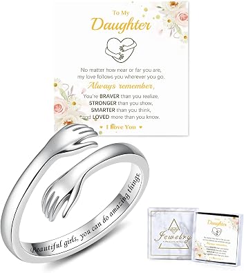 Sterling Silver Hug Rings for Women Teen Girls Adjustable Rings Gifts