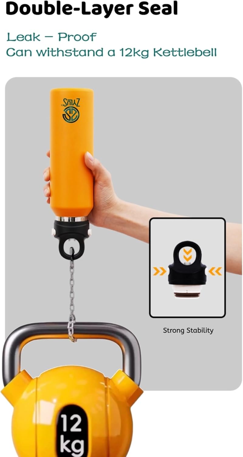 ZYLUS Stainless Steel Twist Free Water Bottle 600ml (Dark Yellow)